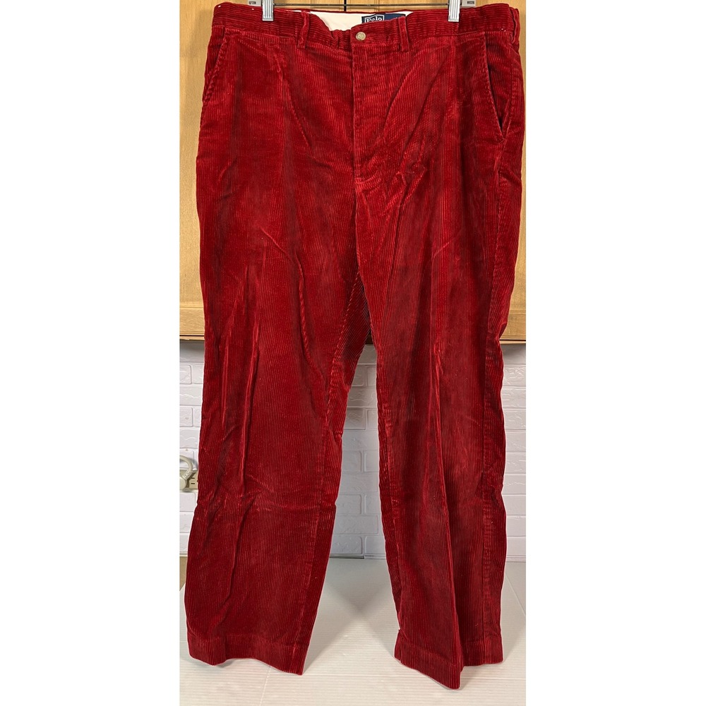 Polo Ralph Lauren Corduroy Pants Mens 38x30 Red Straight Leg Trousers